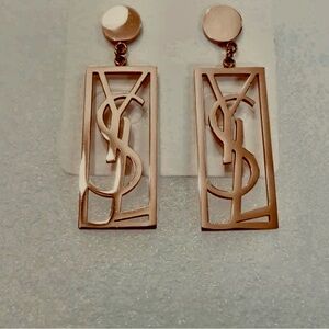 YSL Monogram Gold Cutout  Drop Earrings